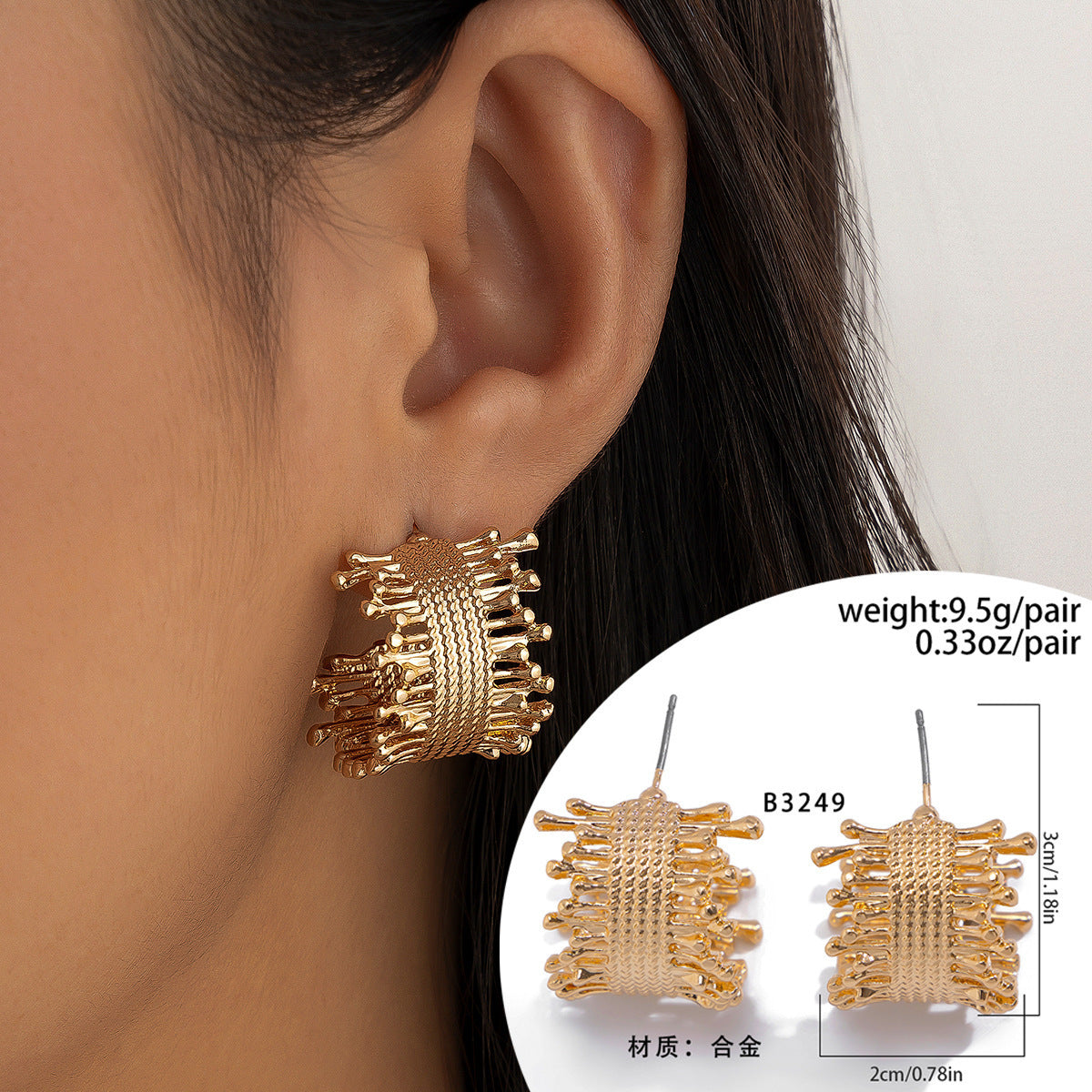 Niche Design Half Ring Stud Earrings Simple Buy Center