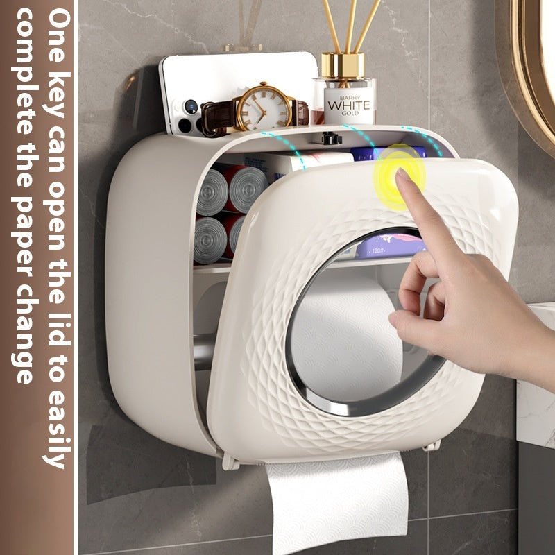 Newly Released at Buy Center: Toilet Tissue Box Toilet Punch-free Wall-mounted Tissue Box