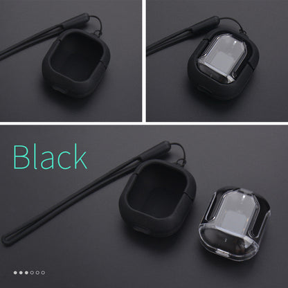 New Mini Transparent Wireless Bluetooth Headset Digital Display ENC Noise Reduction True Wireless Sports Music Black headphone case