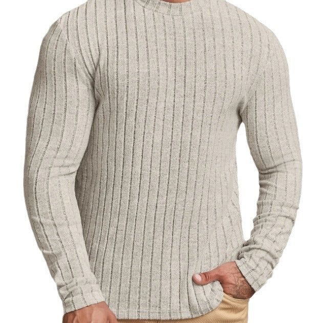 Casual Solid Color Round Neck Pullover Long-sleeved T-shirt