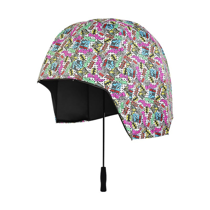 Just Arrived at Buy Center: Helmet Umbrella Sunny And Rainy Dual-purpose Sun Protection Sunshade Text Vinyl 76cm