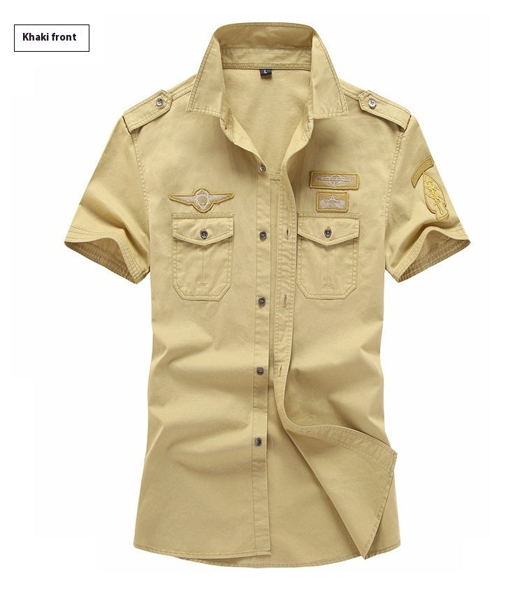 Just Arrived at Buy Center: Summer Men's Short-sleeved Shirt Plus Size Khaki