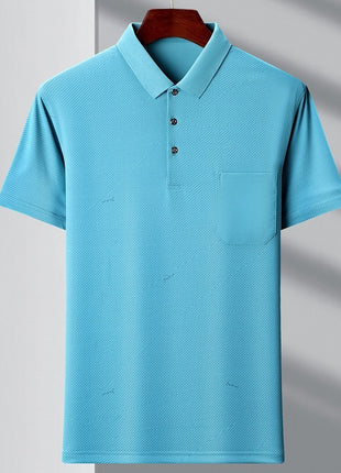 Camiseta tipo polo juvenil con cuello tipo polo y rayas con bolsillo real para hombre