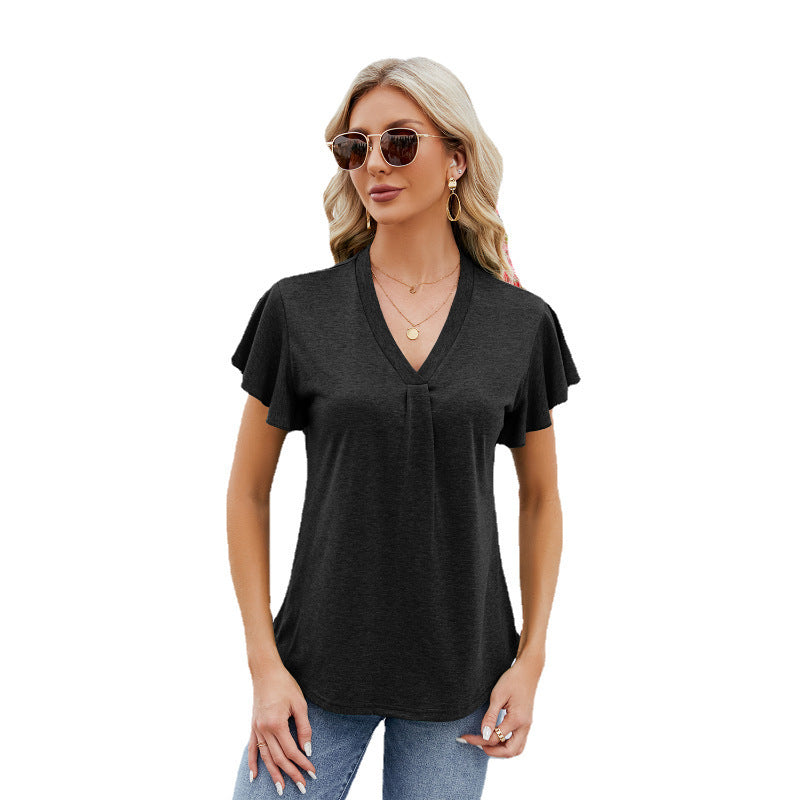 Buy Center Deal-Fashion Short Sleeve T-shirt Top For Women Black