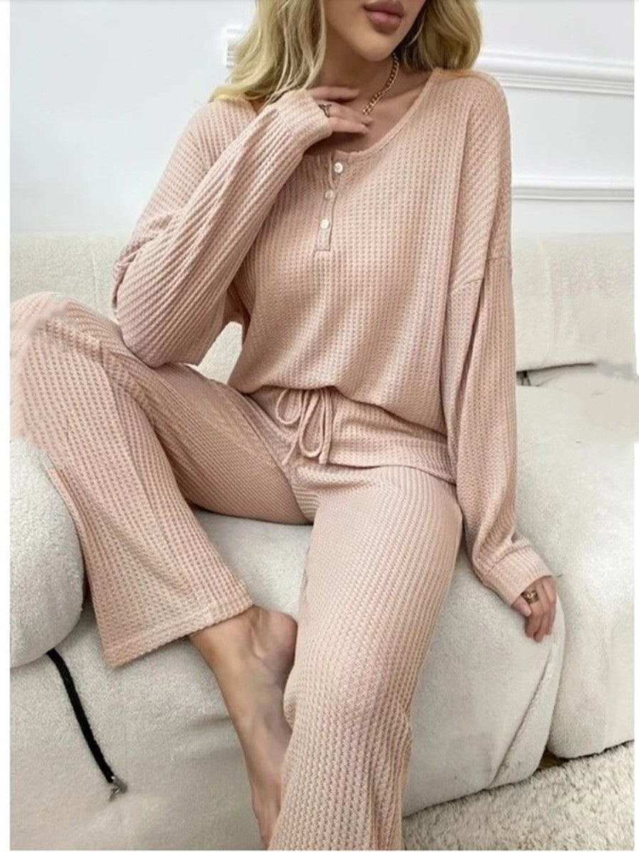 Solid Color Fashion Casual Long Sleeve Pants Two-piece Set Buy Center