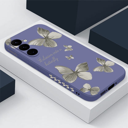 New at Buy Center: Butterfly Phone Case Straight Edge Drop-resistant Graffiti Painted Protective Cover Dark Gray Butterfly