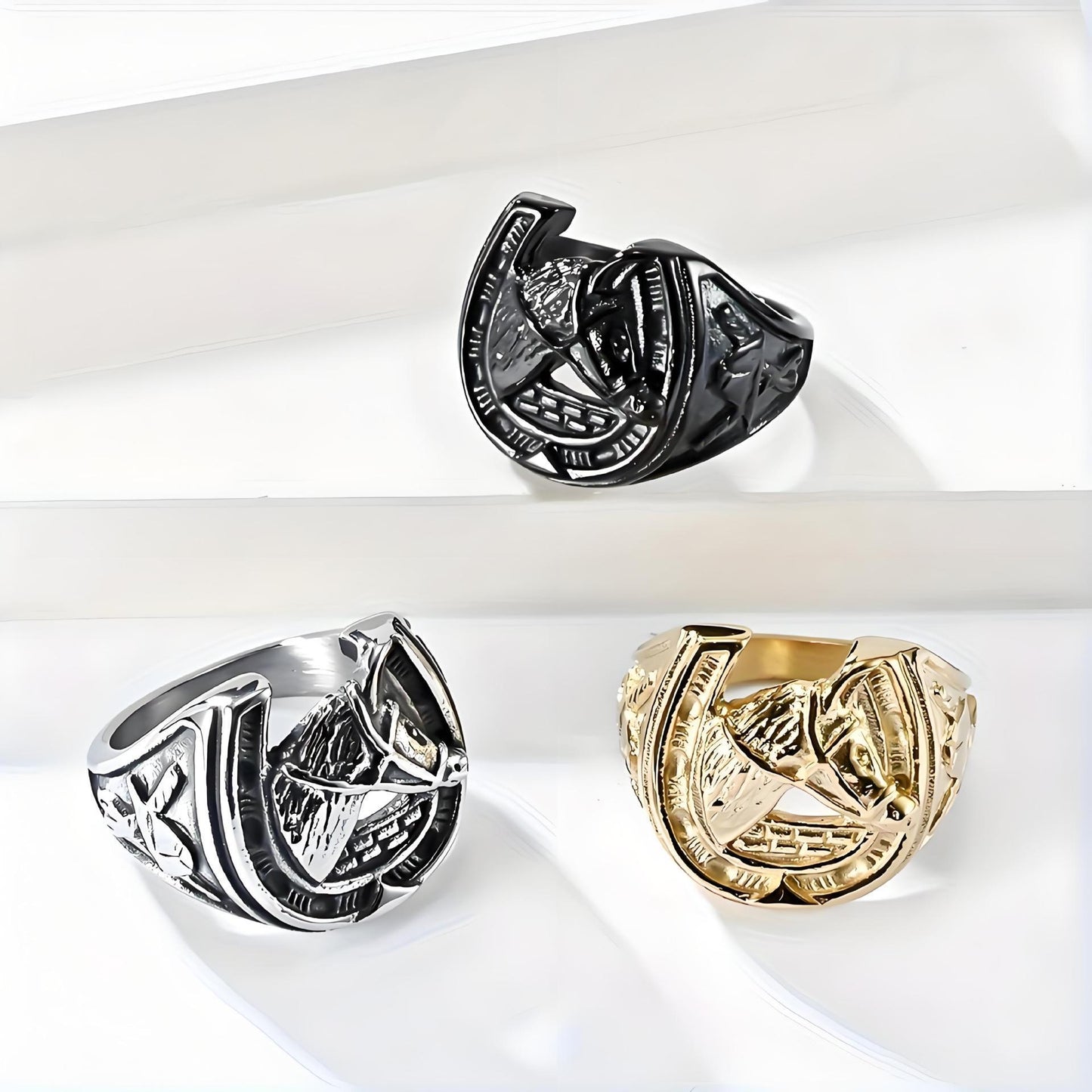 Buy Center Trend-Fashion Retro Horse Head Stainless Steel Ring Bracelet