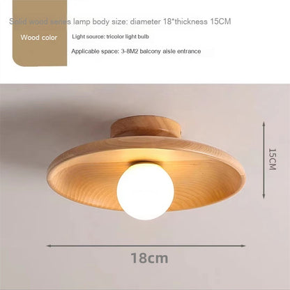 Newly Released at Buy Center: Japanese-style Solid Wood Aisle Light Ceiling Lamp Modern Minimalist Wood Color 18cm