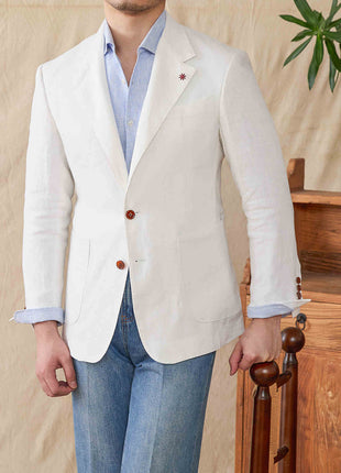 Lightweight Semi-lined Casual Pure Linen Suit Jacket