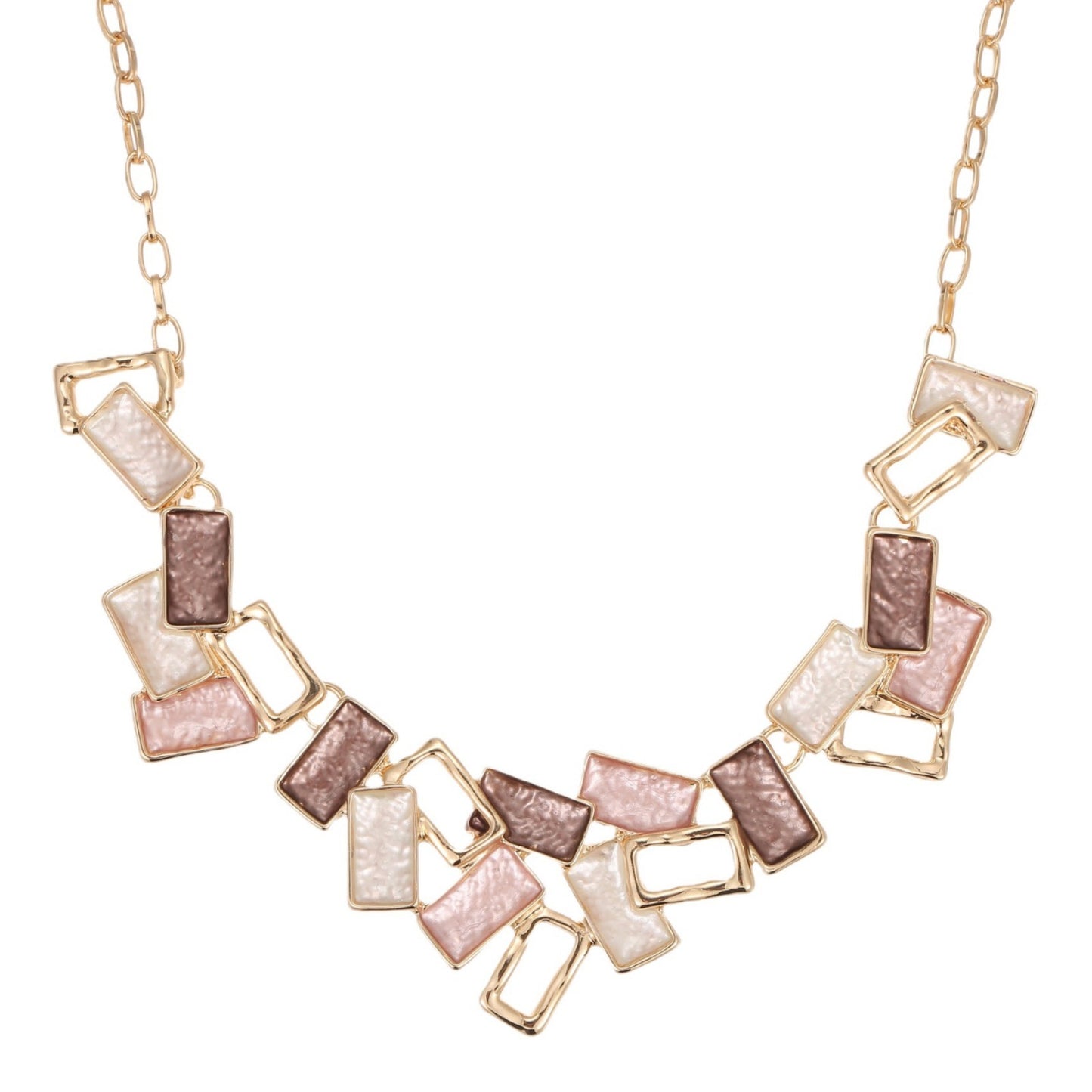 Buy Center Hot Pick-Colorful Painting Oil Geometric Hollow Square Necklace Creative