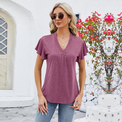 Buy Center Deal-Fashion Short Sleeve T-shirt Top For Women Wine Red