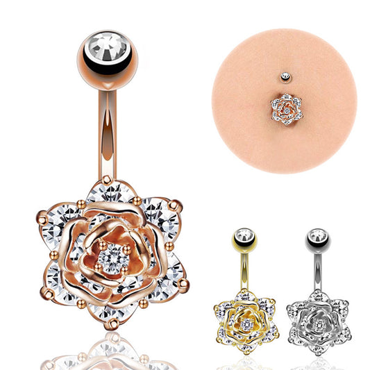 Buy Center Top Rated-Fashion Personality Rose Zircon Navel Order