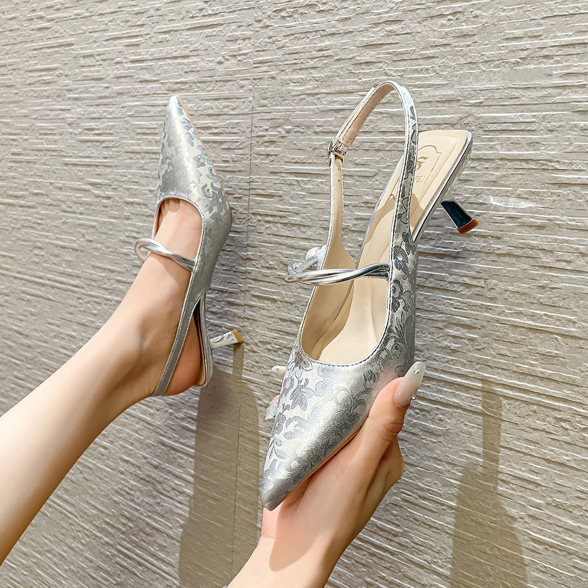 Buy Center Top Rated-Fashion Personality Pointed Women's High Heels Silver 6cm