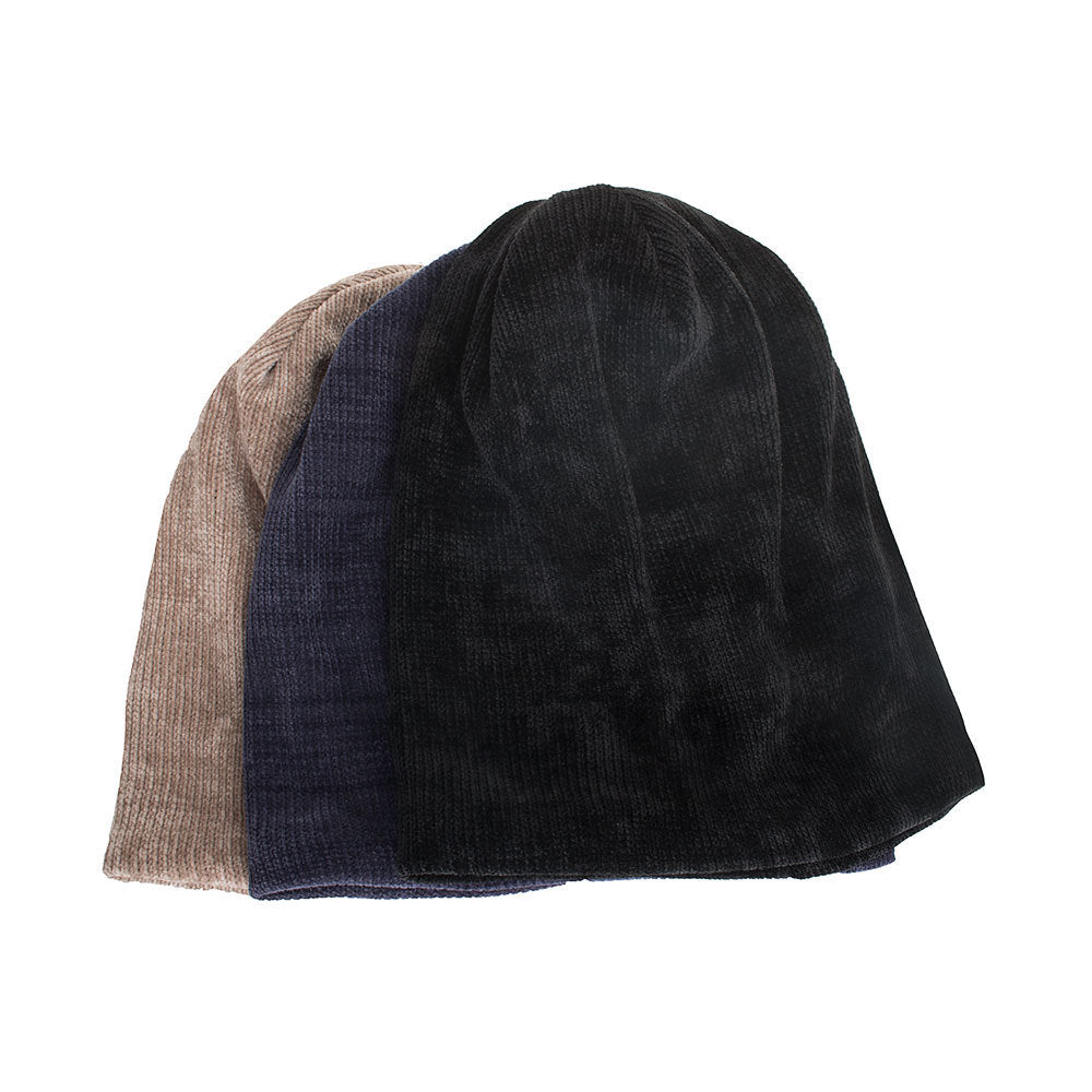 Gorro de terciopelo de invierno para hombre, jersey de pana, gorro de punto