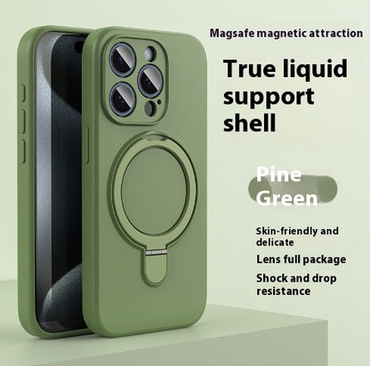 Newly Released at Buy Center: Liquid Silicone Magnetic Bracket Phone Case Pine Forest Green