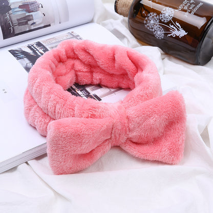 Coral Velvet Bow Cross Hairband