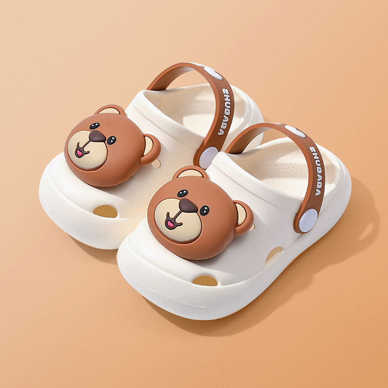 Fresh Arrivals at Buy Center: Children's Slippers Summer Cartoon Baby Soft Bottom Hole Shoes Boys And Girls Closed Toe Sandals Beige Bear