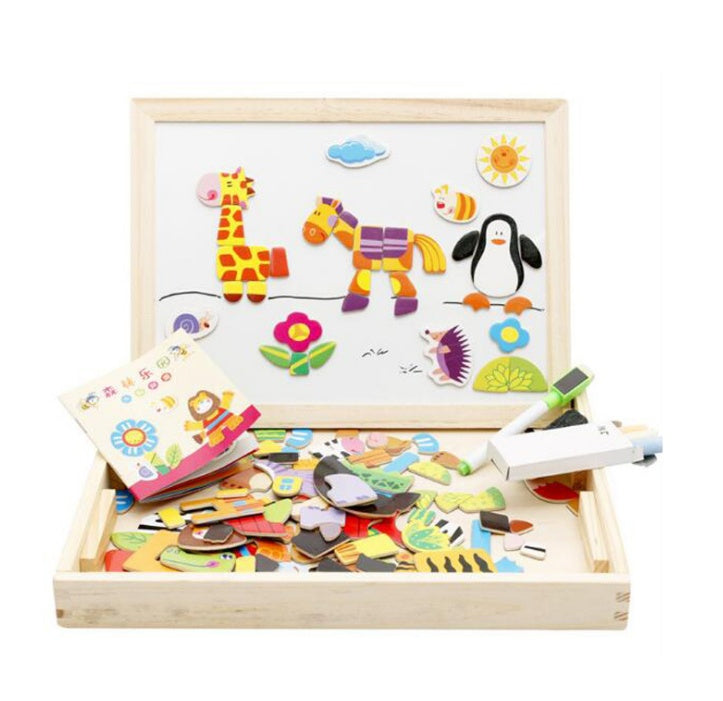 Multifunctional Magnetic Kids Puzzle Drawing Board Educational Toys Learning Wooden Puzzles Toys For Children Gift default