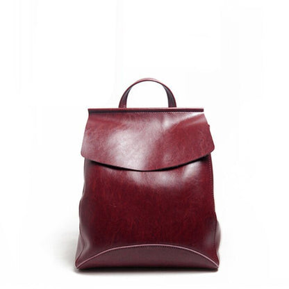 Newly Released at Buy Center: Versatile Cowhide Women's Multifunctional Leather Backpack Wine Red