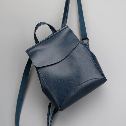 Newly Released at Buy Center: Versatile Cowhide Women's Multifunctional Leather Backpack Sapphire Blue