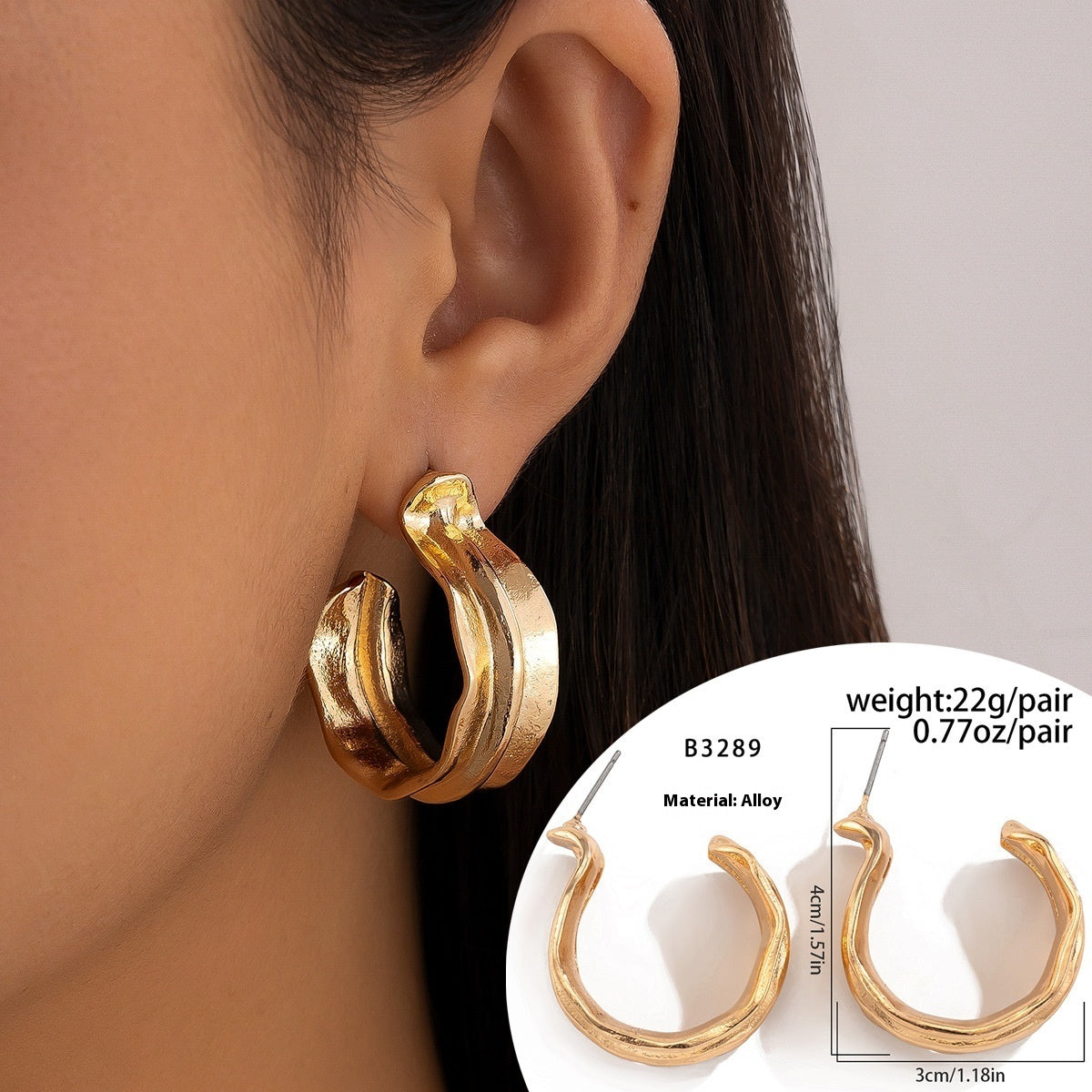 Niche Design Half Ring Stud Earrings Simple Buy Center