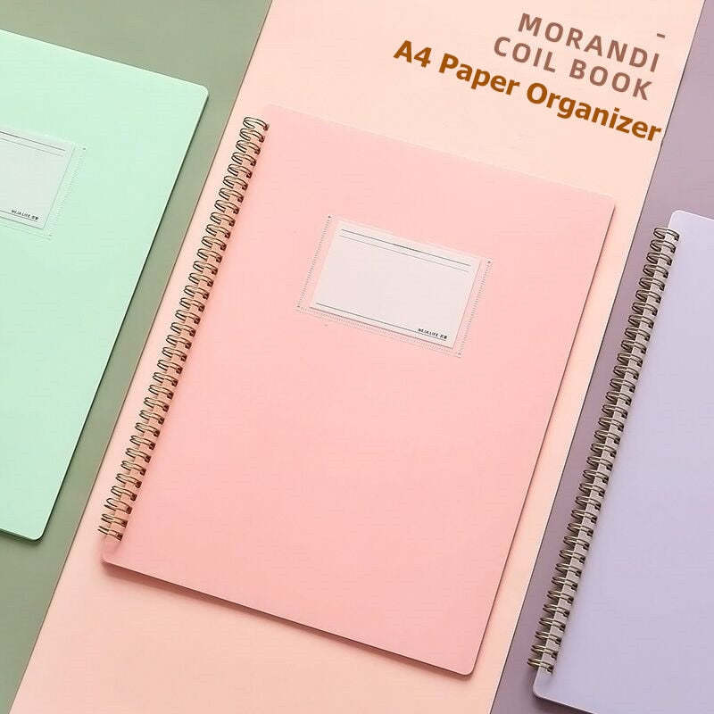 Now Available at Buy Center: Morandi Color A4 File Book Coil Interstitial Information Folder Bag