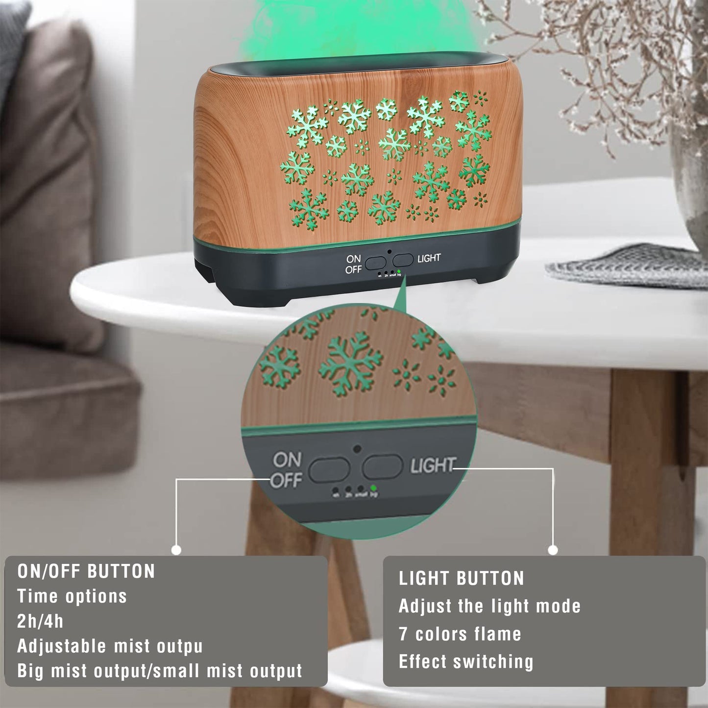 Christmas Snowflake Pattern Humidifier Household Colorful Aromatherapy Humidifier Atmosphere Colorful Diffuser Buy Center