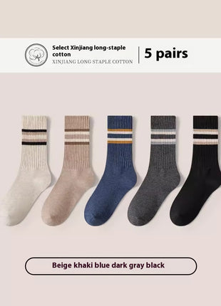 Chaussettes mi-mollet en coton pour hommes, désossées, en pur coton, respirantes, de sport, grande taille