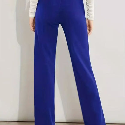 High Waist Slimming Casual Solid Color Straight-leg Trousers Four Seasons Stretch Buy Center