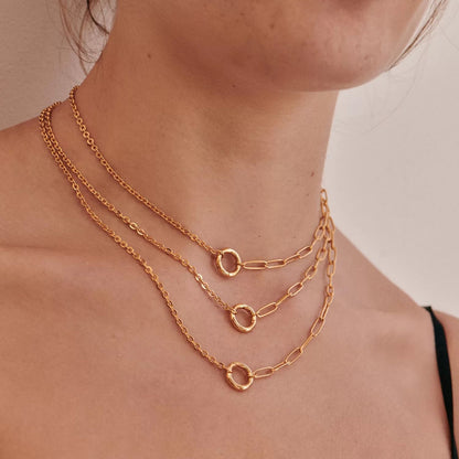 Collier pendentif anneau ouvert en acier inoxydable