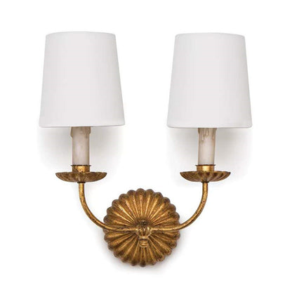 American Retro Wall Lamp Gold Foil Distressed Standard Double Head