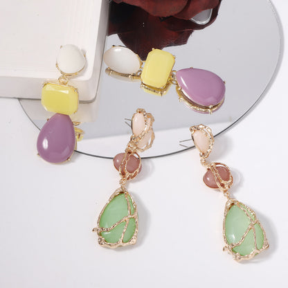 Buy Center Deal-Fashion Jelly Color Water Drop Long Color Earrings