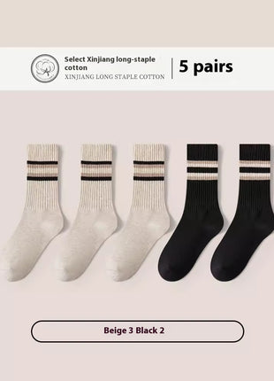 Chaussettes mi-mollet en coton pour hommes, désossées, en pur coton, respirantes, de sport, grande taille