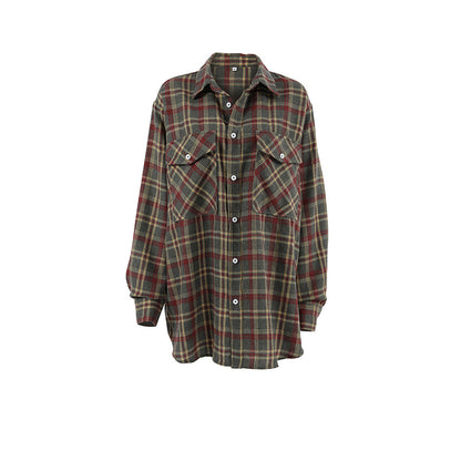 Buy Center Deal of the Day-Retro Plaid Women's Shirt Minimalist Long Sleeve