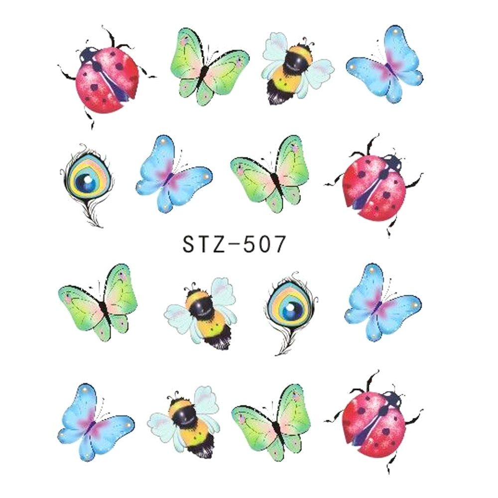 Trending Now at Buy Center: 1pcs Nail Sticker Butterfly Flower Water Transfer Decal Sliders for Nail Art Decoration Tattoo Manicure Wraps Tools Tip JISTZ508 STZ 507