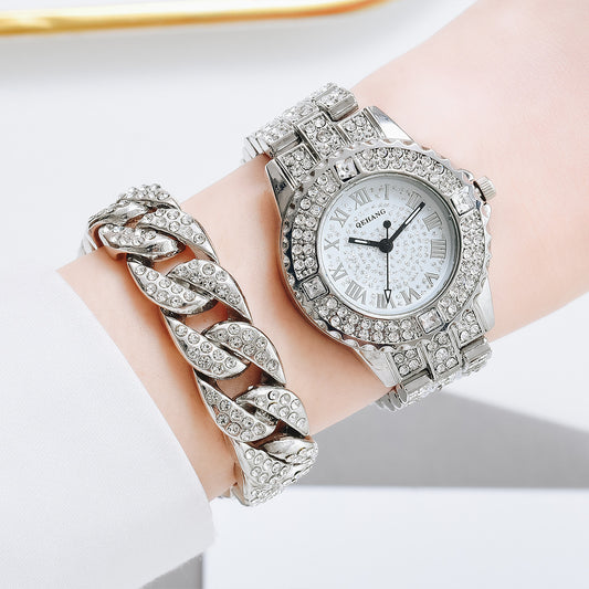 Nueva pulsera de traje de mujer de moda exquisita con reloj inglés de diamantes