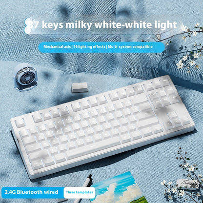 Office Game Wireless Bluetooth Three-model Mechanical Keyboard 87 White