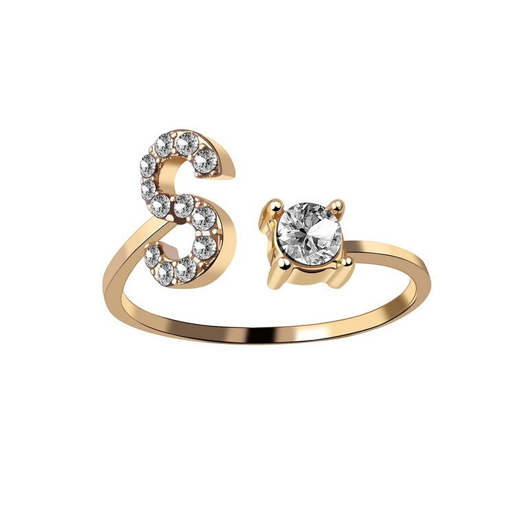 New Design Adjustable 26 Initial Letter Ring Fashion Jewelry For Women Simple Elegant Jewelry Gold S