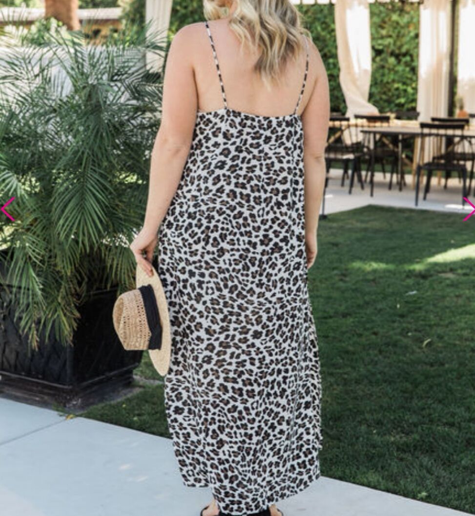 Fresh Arrivals at Buy Center: Leopard Strap Long Slit Dress