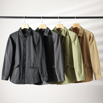 Just Arrived at Buy Center: Men's Simplicity Placket Casual Peaked Lapel And Long Sleeve Shirt