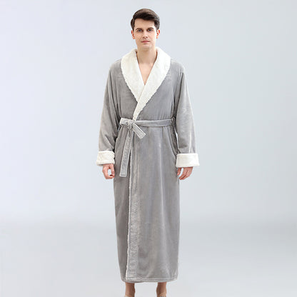 Men's Winter Plus Size Long Bathrobe Coral Fleece Full Length Pajamas Buy Center