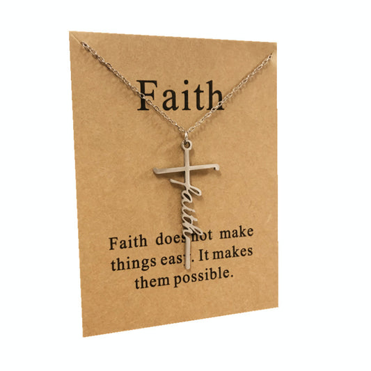 Stainless Steel Titanium Steel Faith Power Letter Cross Pendant | Jewelry & Watches3 | Buy Center