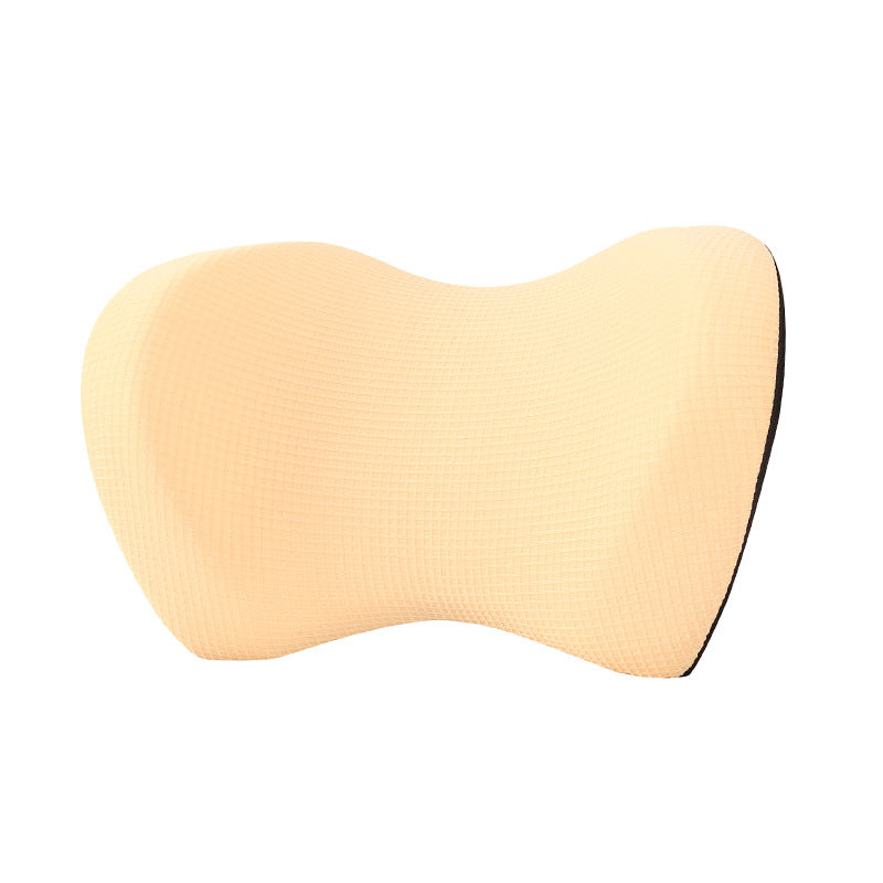 Just Arrived at Buy Center: Headrest Car Ice Silk Pillow Neck Protection Memory Foam Apricot Beige 20X30X14cm