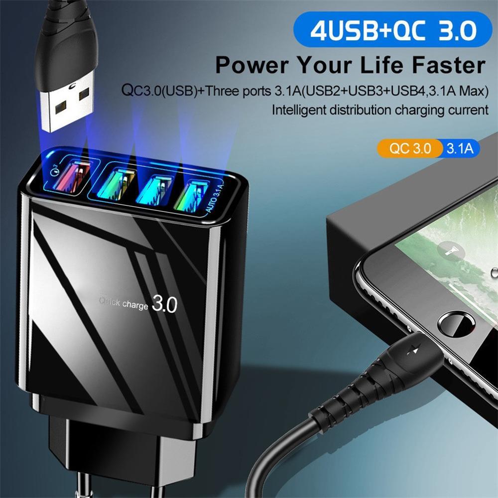 Illuminated 4USB Mobile Phone Charger 3A Charging Head | Phones & Accessories2 | Buy Center