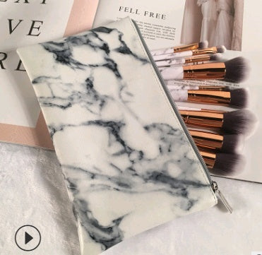 Trending Now at Buy Center: 10 marble makeup brush sets, beauty tools, blush, eye shadow, face modification, 5 big 5 small explosions. White2 Dark brush bag