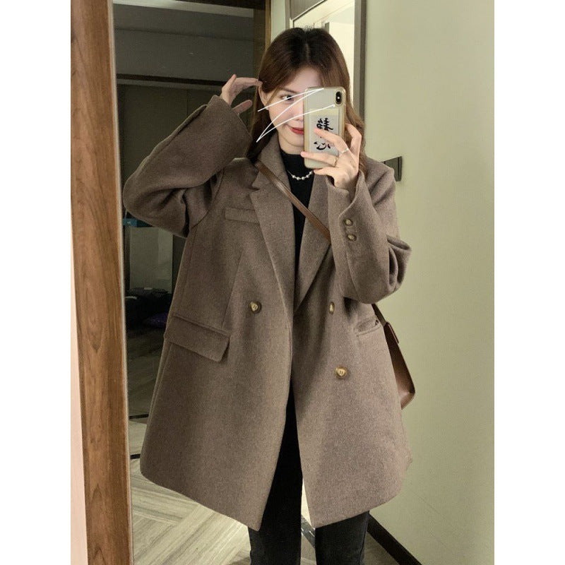 Retro Small Loose Thick Woolen Coat