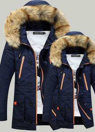 Autumn and winter thick padded jacket men's slim hooded padded jacket