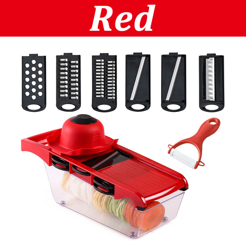 Multifunctional Vegetable Cutter Home Kitchen Slicing And Dicing Fruit Artifact Red