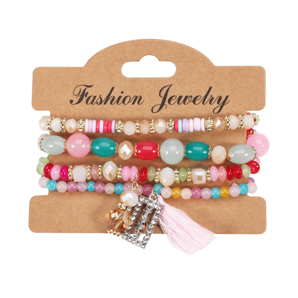 Buy Center Exclusive Offer-Bohemian Tassel Crystal Pendant Multi-layer Vintage Bead Bracelet Mixed Color