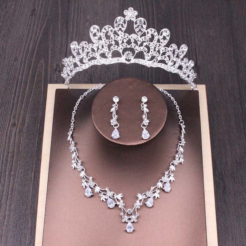 Ensemble de collier couronne en strass pour mariée, accessoires de mariage